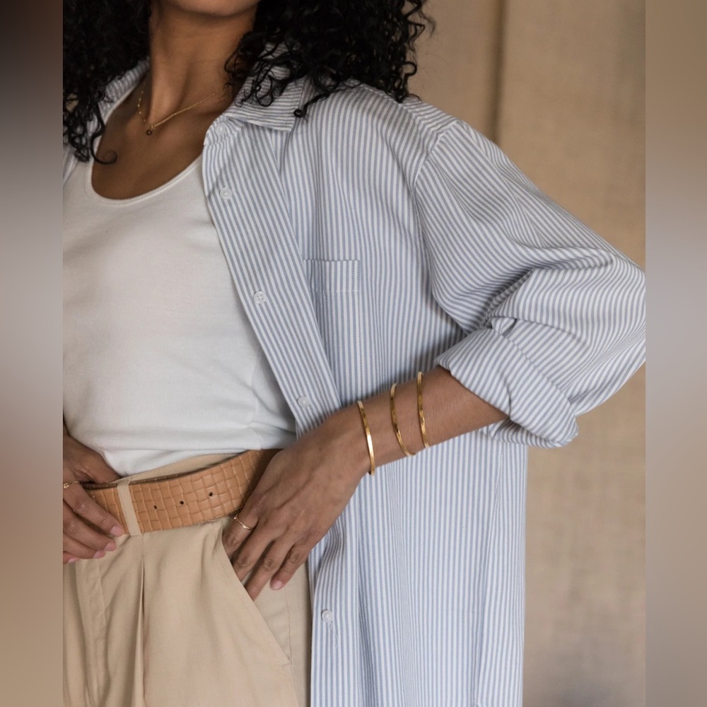 Able Blue Striped Button Down Shirt - image 3